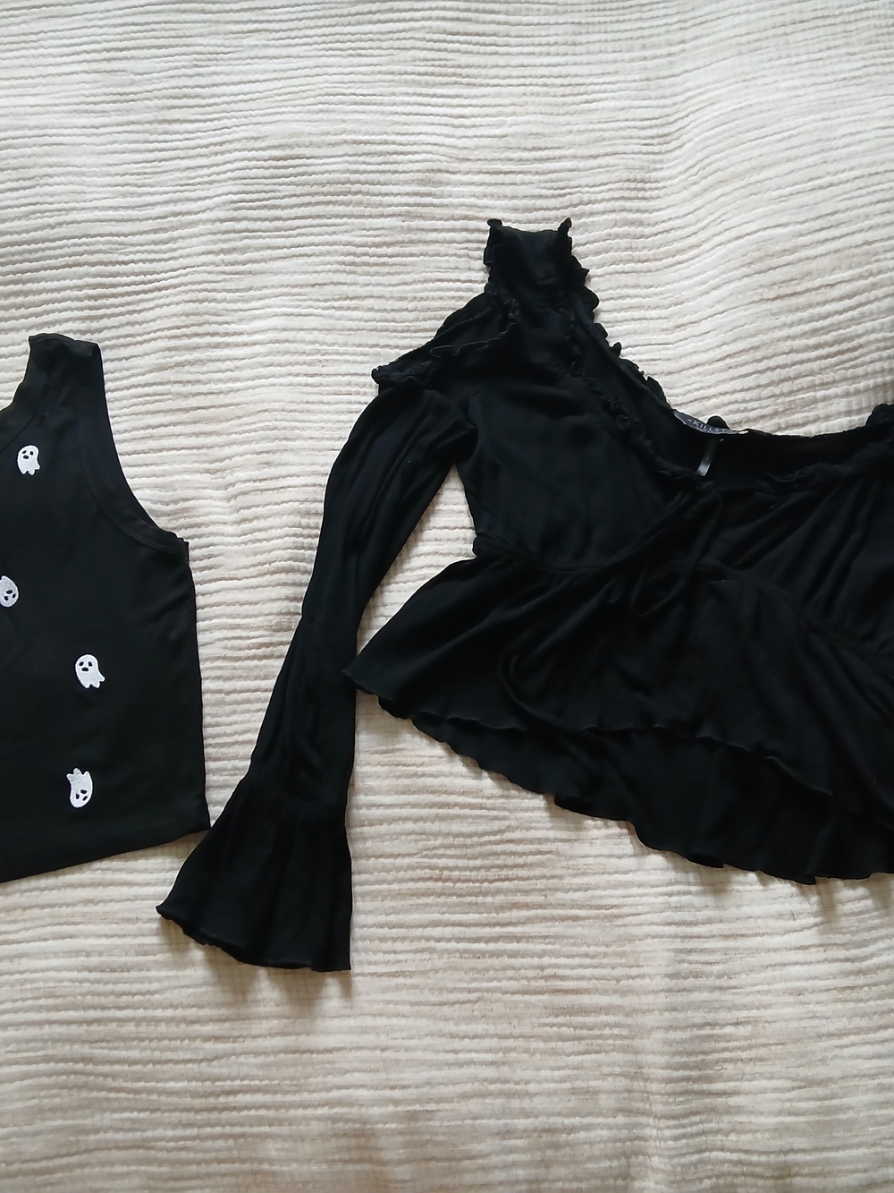 Killstar Black Ruffle Long-Sleeve Women's Top , Ghosts Tank Top